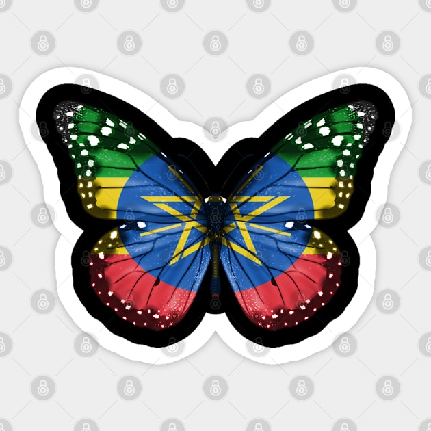 Ethiopian Flag  Butterfly - Gift for Ethiopian From Ethiopia Sticker by Country Flags